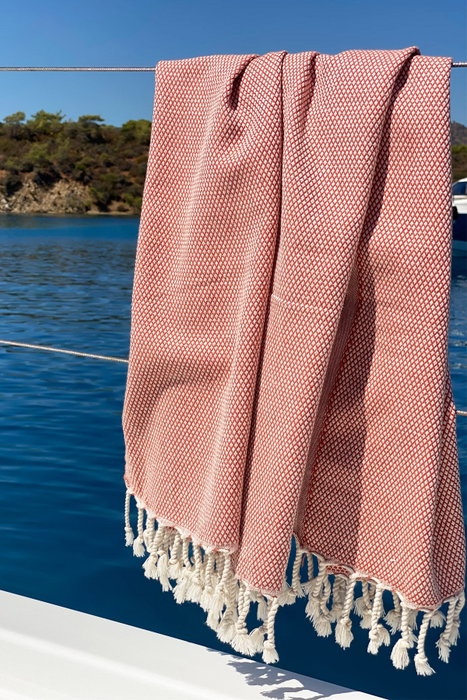 Mijölnir Toalla de playa fouta de nido de abeja - Rojo teja